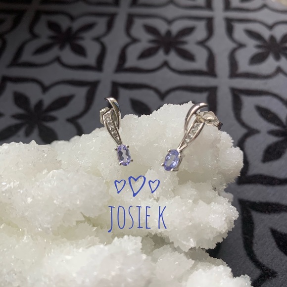 14K Gold Tanzanite & Diamond Earrings - Picture 1 of 6